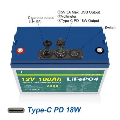 100ah Lifepo4 12v Πακέτα μπαταριών Solar Bms BOATS UPS Καρότσια γκολφ
