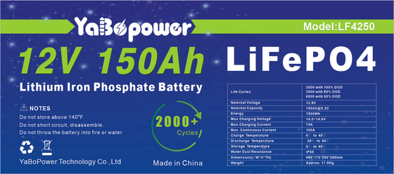 Lifepo4 Battery 12v 150 Ah Deep Cycle With 2000 Cycles for Outdoor Power Supply