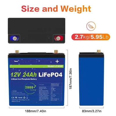 Κυψέλες μπαταρίας 24Ah 12v Lifepo4 Lithium IP55 Αδιάβροχο