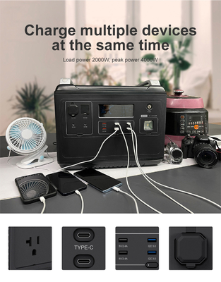 Εξωτερική 2000W αμφίδρομη 2000W Quick Output AC Multifunction Power Bank 2000W Ηλιακή φορητή γεννήτρια