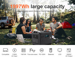 Εξωτερική 2000W αμφίδρομη 2000W Quick Output AC Multifunction Power Bank 2000W Ηλιακή φορητή γεννήτρια