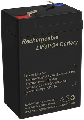 Lithium Iron Phosphate Deep Cycle LiFePO4 Battery Lithium 6V 6Ah 6,4V for Toys UPS