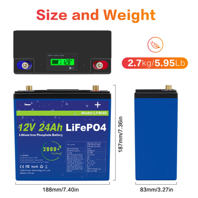 Ελαφρύ φορητό σχέδιο μπαταριών 12v 24ah Lifepo4 για τις βάρκες/τα κάρρα γκολφ